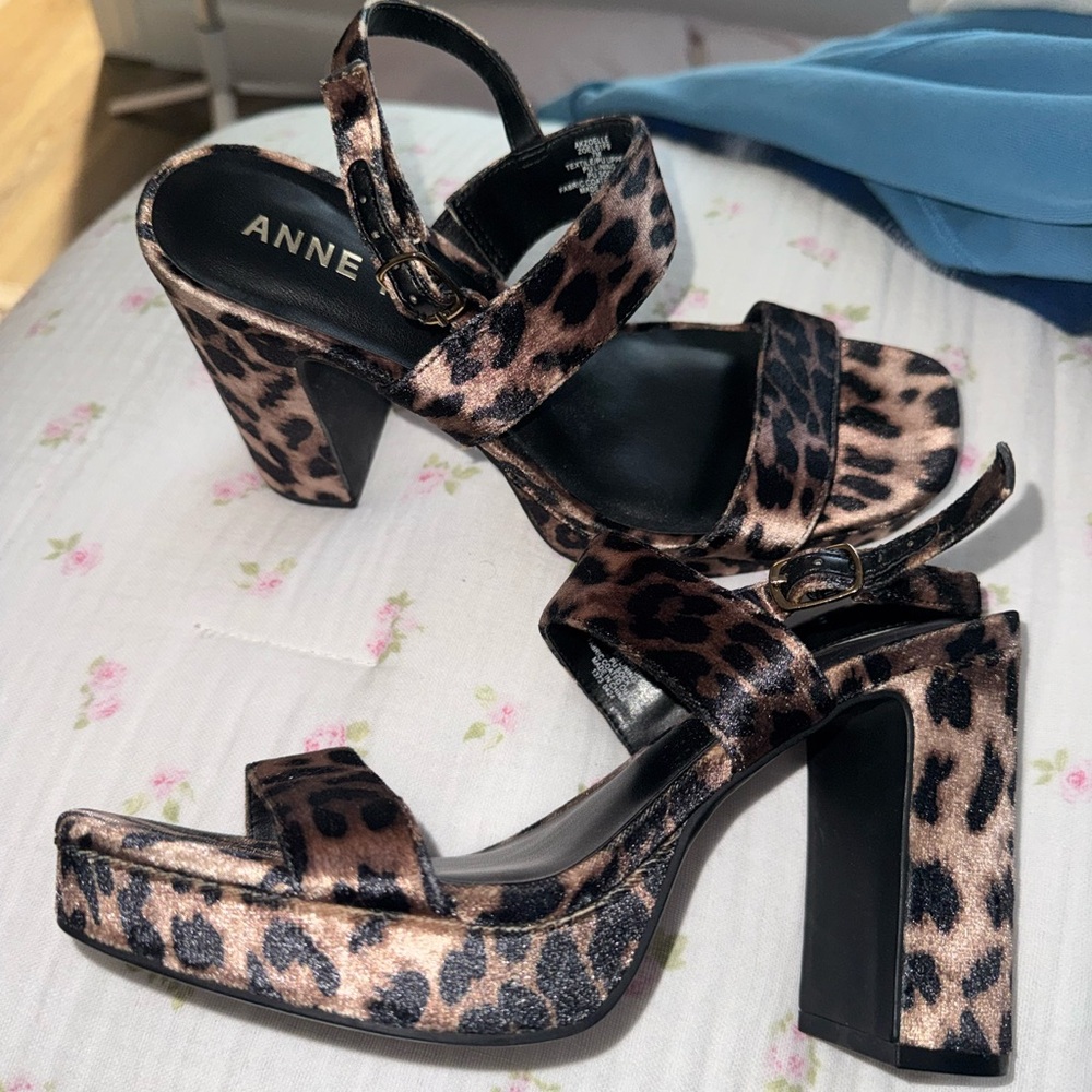 Women's Leopard Print Heeled Sandals